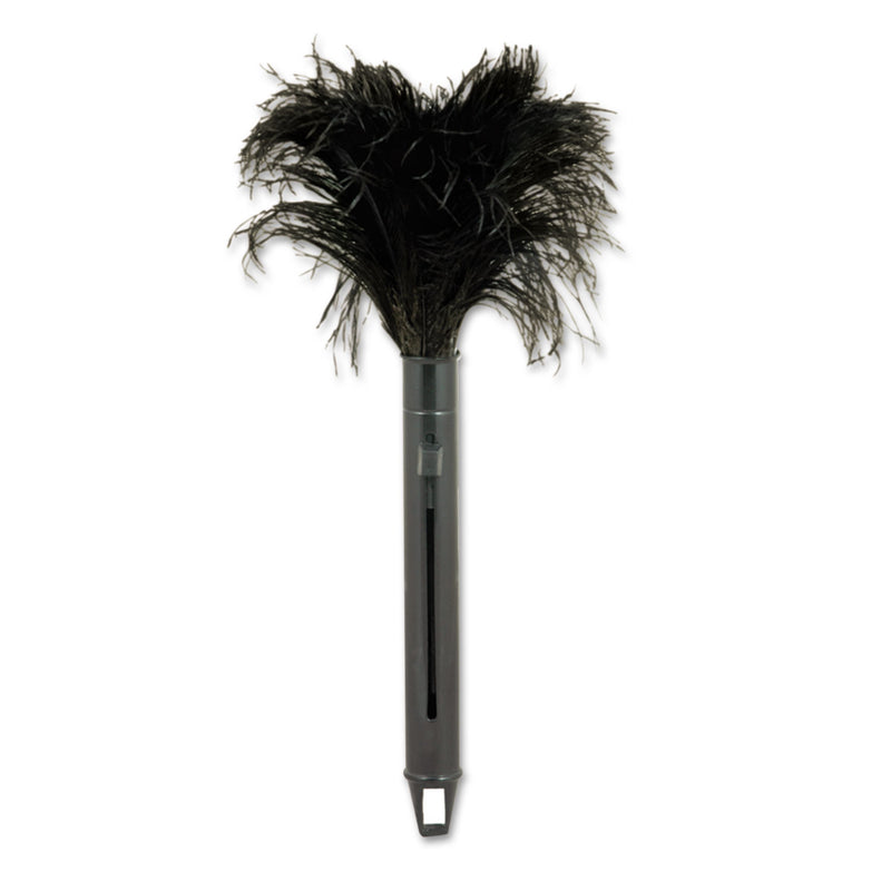 Boardwalk Retractable Feather Duster, Black Plastic Handle Extends 9