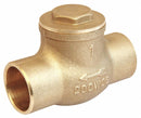 Top Brand Check Valve, 1 in, Single, Inline Swing, Brass, Sweat x Sweat - 10F330