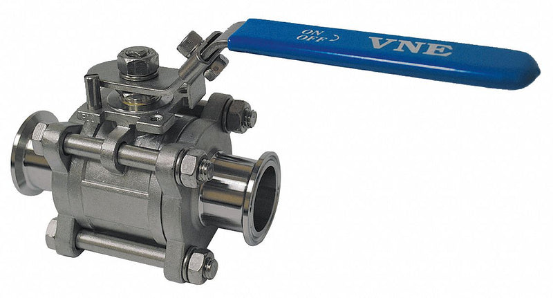 Top Brand 1/2 in Pipe Size Pad Lockable Sanitary Ball Valve Clamp Connection, Full Port - EG90CC-6.5