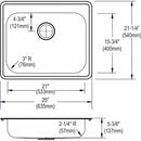 Elkay 25 in x 21 1/4 in x 5 3/8 in Drop-In Sink with Faucet Ledge with 21 in x 15-3/4 in Bowl Size - GE125213