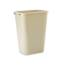 Rubbermaid Deskside Plastic Wastebasket, Rectangular, 10.25 Gal, Beige - RCP295700BG