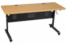 MooreCo Rectangle Mobile Training Table, Teak, 60 inW x 24 in Depth - 89775