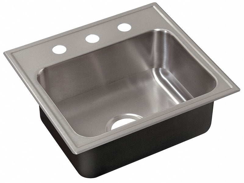 Just Manufacturing 21 in x 19 in x 5 1/2 in Drop-In Sink with Faucet Ledge with 18 in x 14 in Bowl Size - SL-ADA-1921-A-GR-3 5.5 DCR