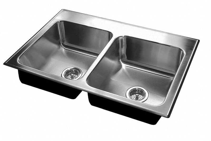 Just Manufacturing 33 in x 22 in x 5 1/2 in Drop-In Sink with Faucet Ledge with 14 in x 16 in Bowl Size - DL-ADA-2233-A-GR-3 5.5 DCR