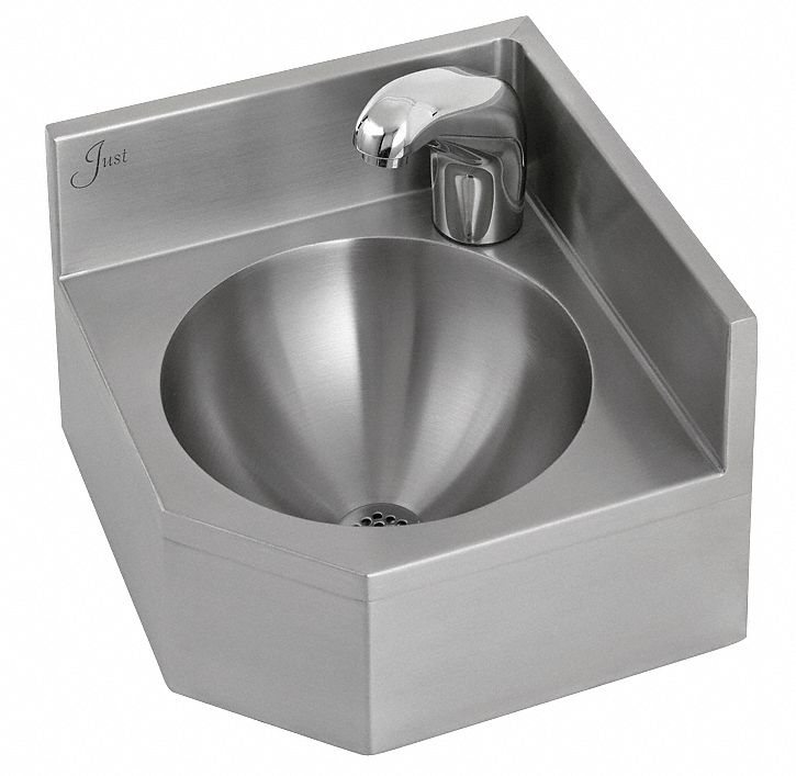 Just Manufacturing Just Manufacturing, Lavatory Group Series, 10 in x 10 in, Stainless Steel, Corner Bathroom Sink - A-35929-S