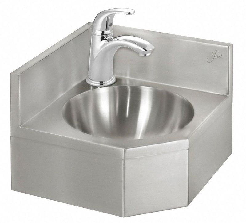Just Manufacturing Just Manufacturing, Lavatory Group Series, 10 in x 10 in, Stainless Steel, Corner Bathroom Sink - A-35929-T