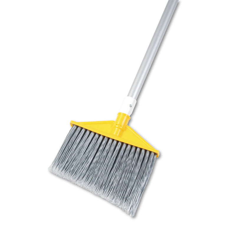 Rubbermaid Angled Large Brooms, Poly Bristles, 48 7/8" Aluminum Handle, Silver/Gray - RCP6385GRA
