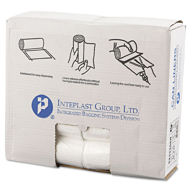 Inteplast High-Density Commercial Can Liners, 16 Gal, 6 Microns, 24" X 33", Natural, 1,000/Carton - IBSS243306N