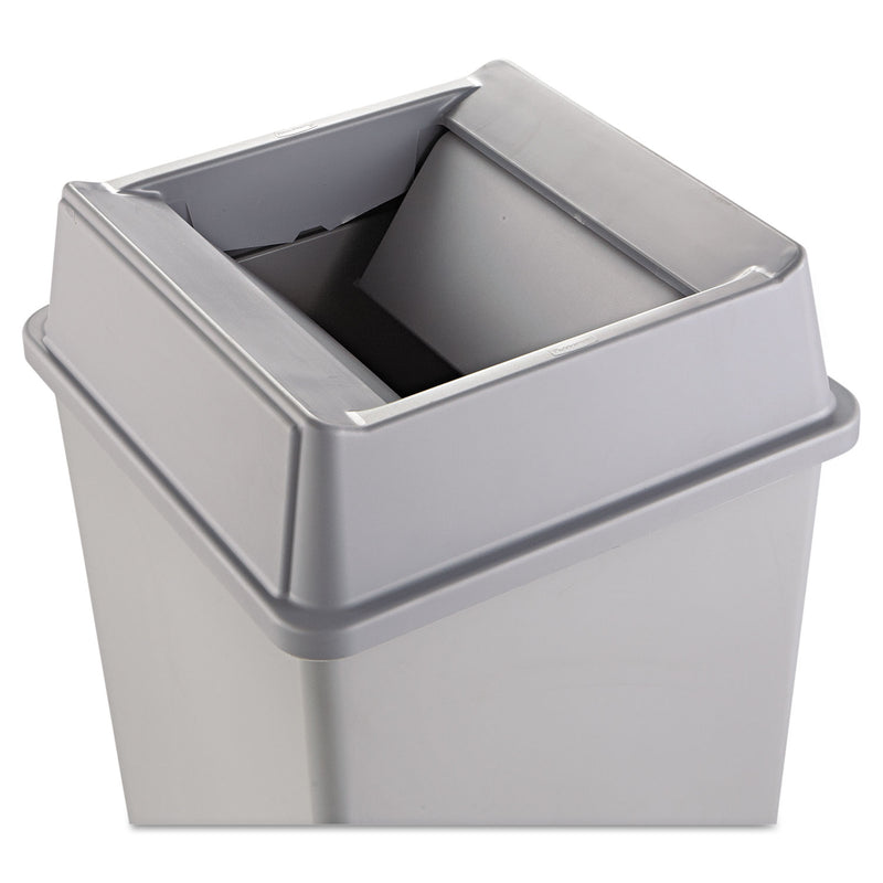 Rubbermaid Untouchable Square Swing Top Lid, Plastic, 20.13W X 20.13D X 6.25H, Gray - RCP2664GRAY