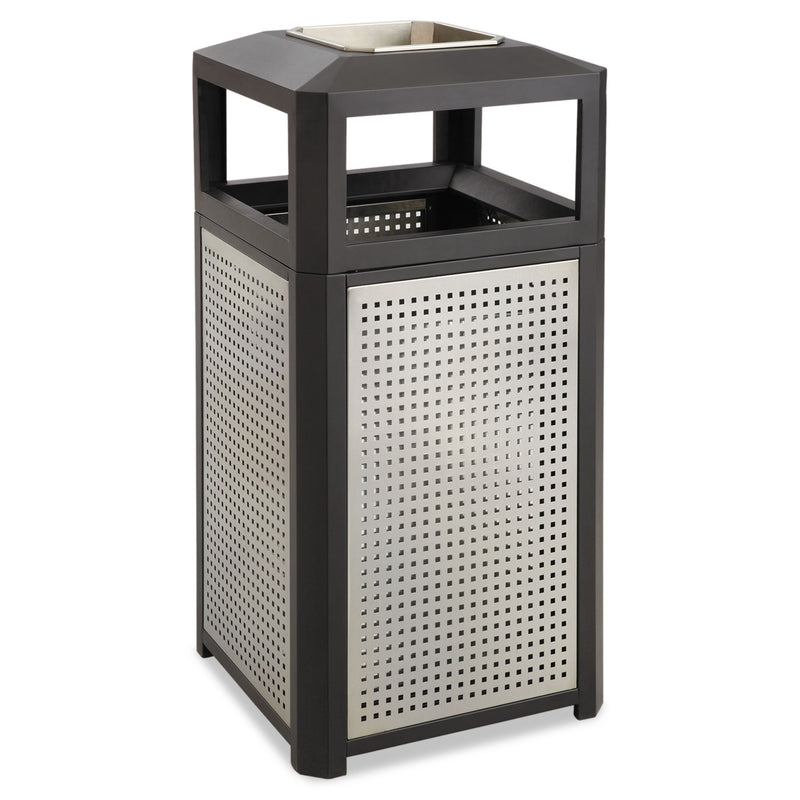 Safco Ashtray-Top Evos Series Steel Waste Container, 38 Gal, Black - SAF9935BL