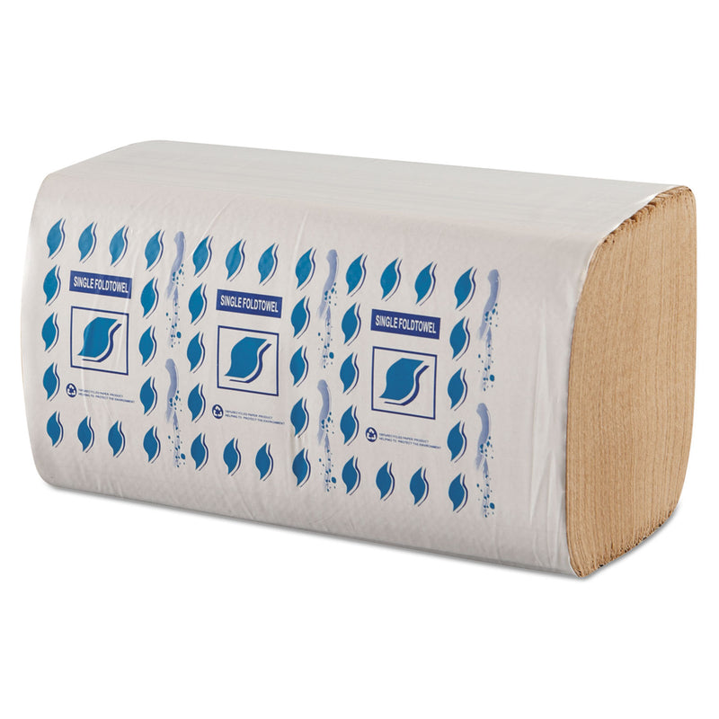 GEN Single-Fold Paper Towels, 1-Ply, Kraft, 9