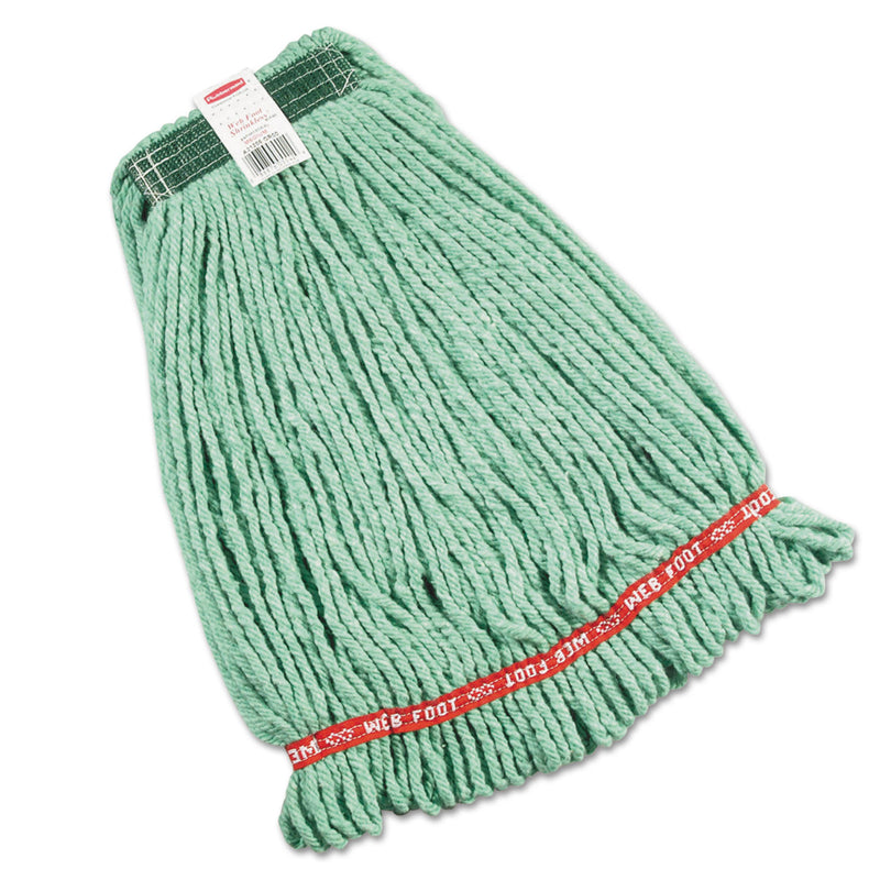 Rubbermaid Web Foot Wet Mop Heads, Shrinkless, Cotton/Synthetic, Green, Medium - RCPA212GRE