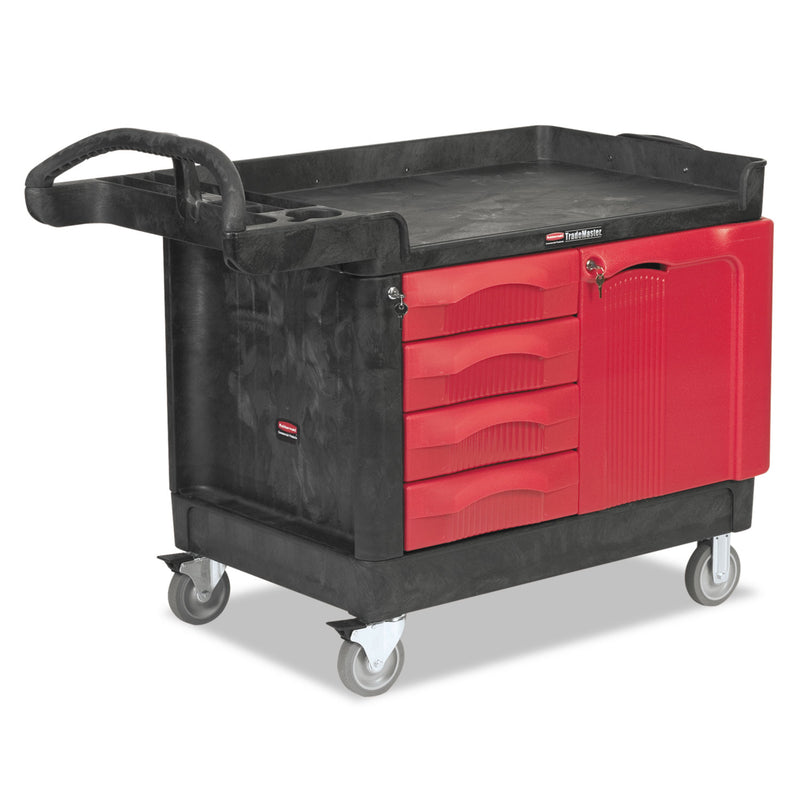 Rubbermaid Trademaster Cart, 750-Lb Capacity, One-Shelf, 26.25W X 49D X 38H, Black - RCP453388BLA