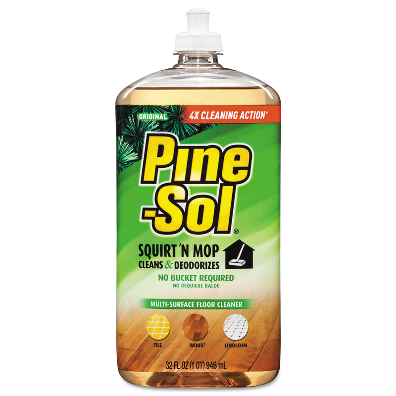 Pine-Sol Squirt 'N Mop Multi-Surface Floor Cleaner, 32 Oz Bottle, Original Scent, 6/Ct - CLO97348CT