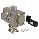 Dynaquip 1 1/4 in Spring Return - Fail Close Pneumatic Actuated Ball Valve, 3-Piece - P3S26AJSR06312A