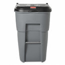 Rubbermaid 95 gal Rectangular Rollout Trash Can, Plastic, Gray - FG9W2200GRAY