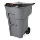 Rubbermaid 95 gal Rectangular Rollout Trash Can, Plastic, Gray - FG9W2200GRAY