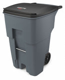 Rubbermaid 95 gal Rectangular Rollout Trash Can, Plastic, Gray - FG9W2200GRAY