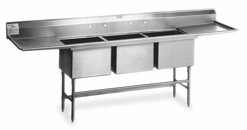 Eagle Eagle, FN Series Series, 18 in x 20 in, Stainless Steel, Three Compartment Coved Corner Sink - FN2054-3-18-14/3