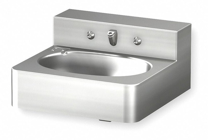 Acorn Stainless Steel, Wall, Penal Bathroom Sink, With Faucet, Bowl Size 9-1/2 in x 14-3/4 in - 1652-1-BP-04-M
