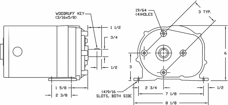 Dayton AC Gearmotor 115 Nameplate RPM 30 RPM Max. Torque 400.0 in-lb Enclosure ODP - 1LPP4