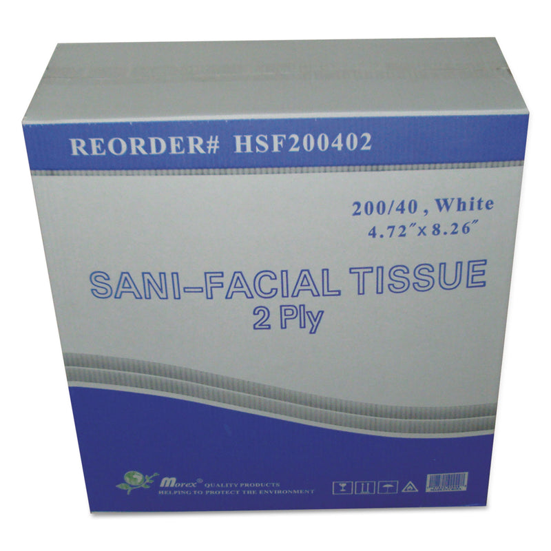 GEN Sani Facial Tissue, 2-Ply, White, 40 Sheets/Box - GENHSF200402