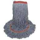 Boardwalk Super Loop Wet Mop Head, Cotton/Synthetic Fiber, 1" Headband, Large Size, Blue, 12/Carton - BWK503BLNB