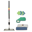 Boardwalk Microfiber Mopping Kit, 18" Mop Head, 35-60"Handle, Blue/Green/Gray - BWKMFKIT