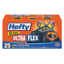Hefty Ultra Flex Waste Bags, 30 Gal, 1.05 Mil, 30" X 33", Black, 25/Box - RFPE80627BX
