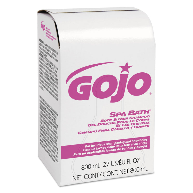 GOJO Spa Bath Body And Hair Shampoo, Pleasant, 800Ml Bag-In-Box Refill, 12/Carton - GOJ915212