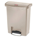 Rubbermaid Slim Jim Resin Step-On Container, Front Step Style, 8 Gal, Beige - RCP1883456