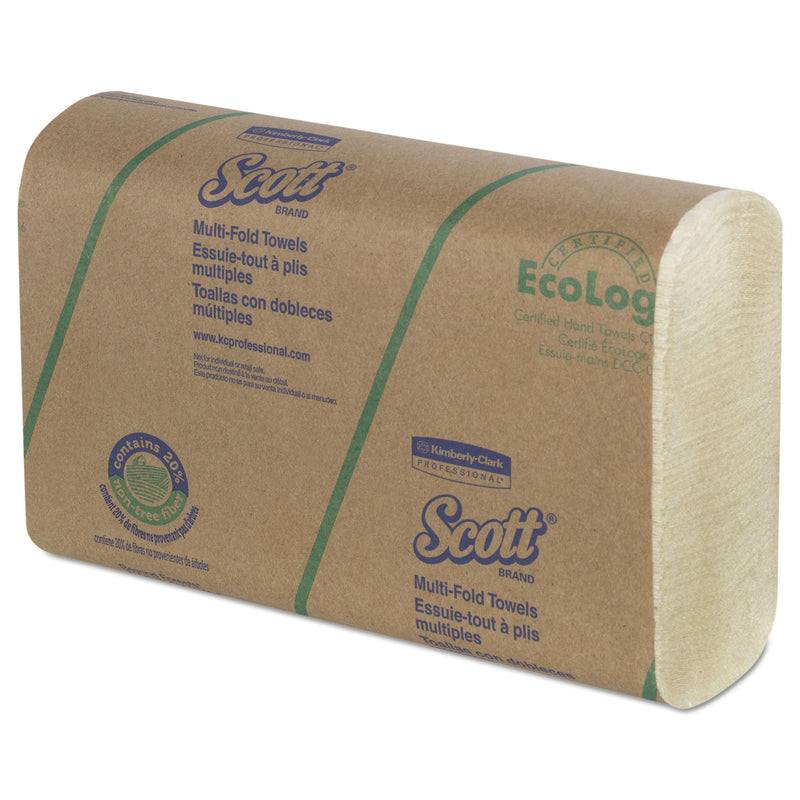 Scott Multi-Fold Towels, 20% Plant Fiber/Absorbency Pkts,9 2/5X9 1/5, 250/Pk, 16 Pk/Ct - KCC43751