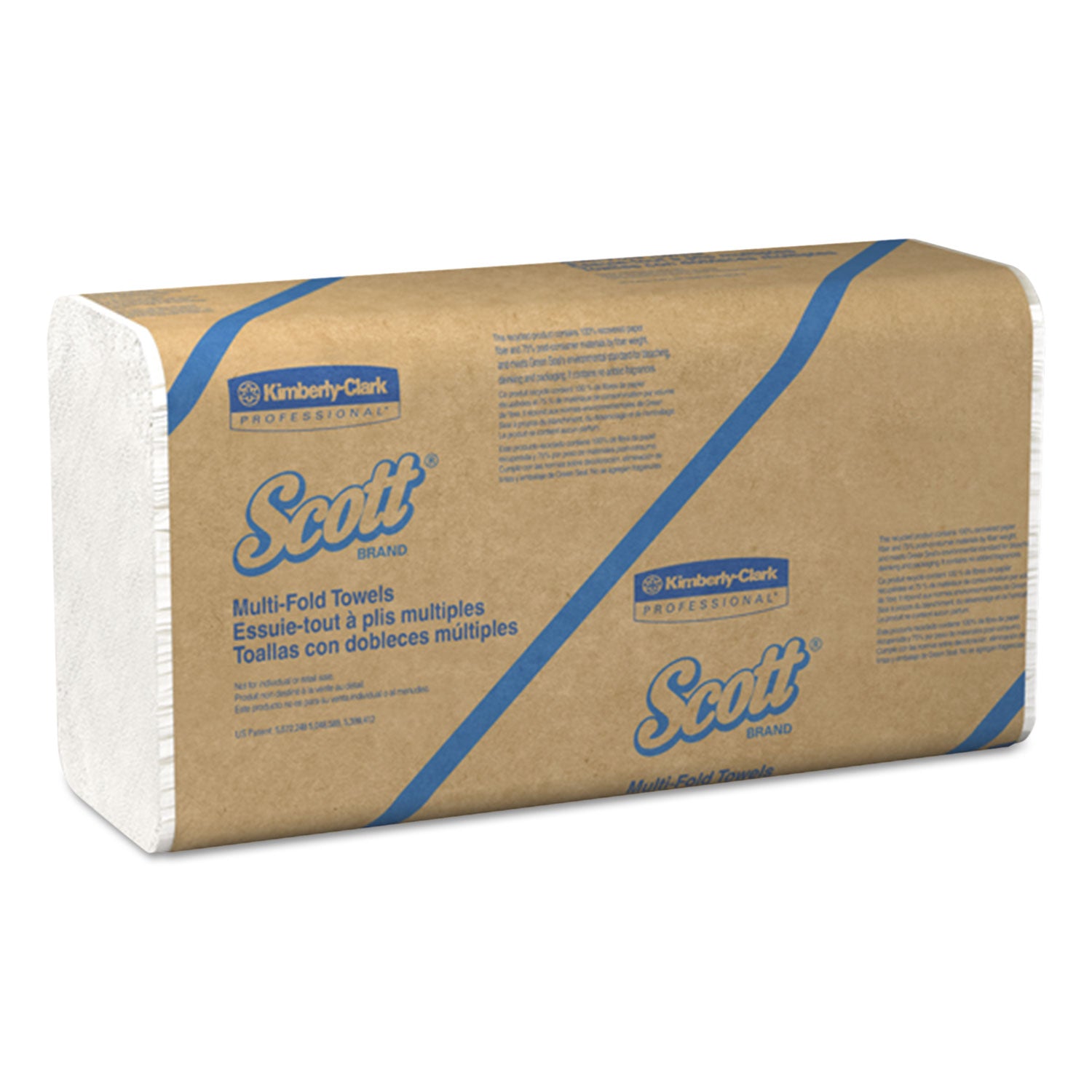 Scott Essential Multi-Fold Towels 100% Recycled, 9 1/5X9 2/5, White, 250/Pk, 16 Pk/Ct - KCC01807