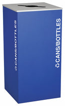 Tough Guy 36 gal Square Recycling Can, Metal, Blue - 22N307