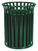 Tough Guy 35 gal Round Trash Can, Metal, Green - 22N329