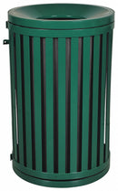 Tough Guy 45 gal Round Trash Can, Metal, Green - 22N335