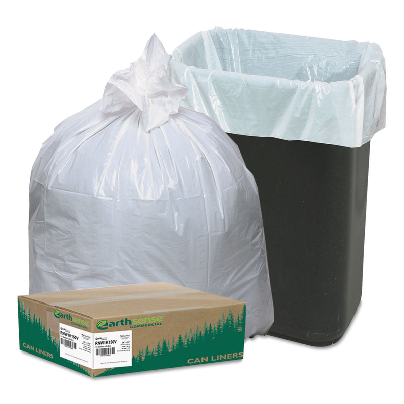 Earthsense Commercial Linear-Low-Density Recycled Tall Kitchen Bags, 13 Gal, 0.85 Mil, 24