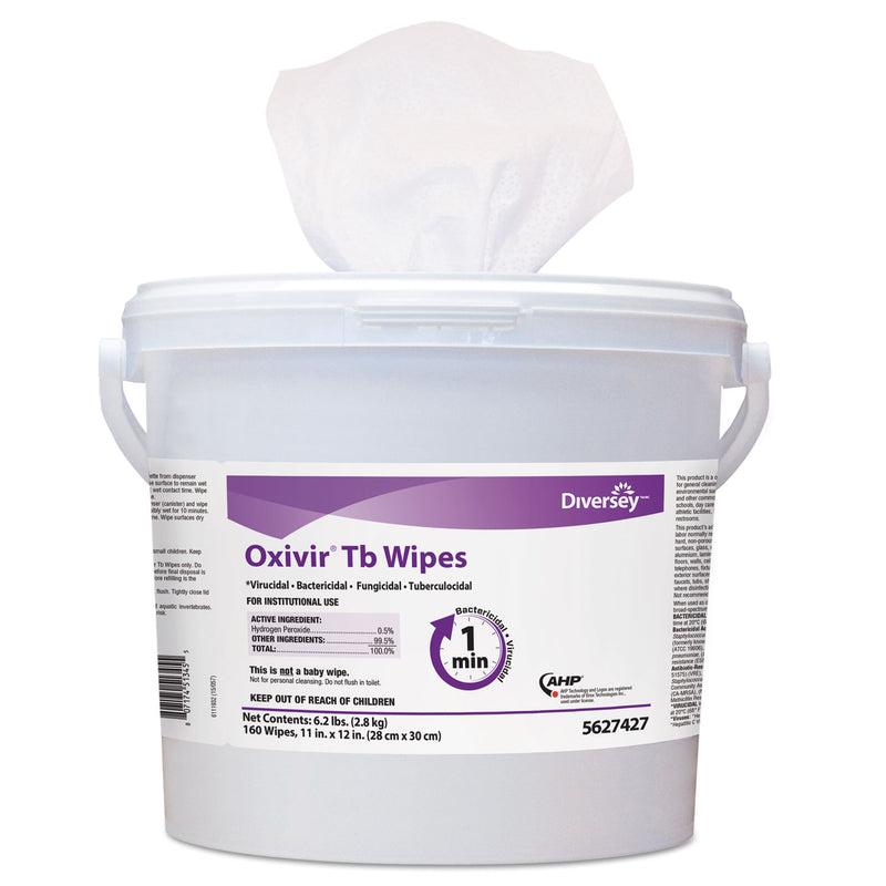 Diversey Oxivir Tb Disinfectant Wipes, 11 X 12, White, 160/Bucket, 4 Bucket/Carton - DVO5627427