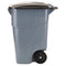 Rubbermaid Brute Rollout Container, Square, Plastic, 50 Gal, Gray - RCP9W27GY