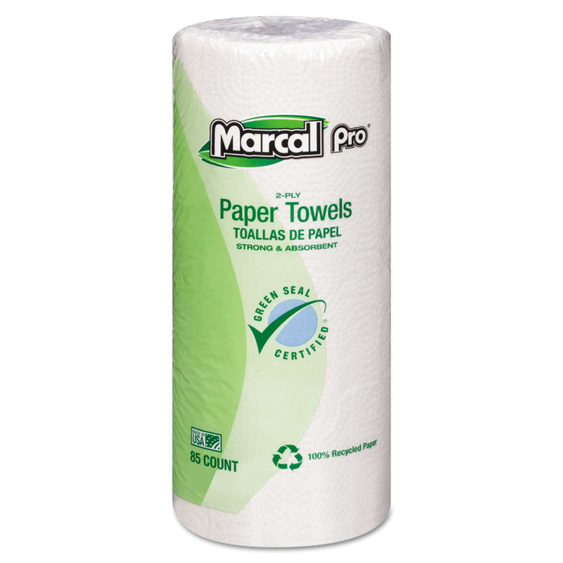 Marcal Perforated Kitchen Towels, White, 2-Ply, 9"X11", 85 Sheets/Roll, 30 Rolls/Carton - MRC06350