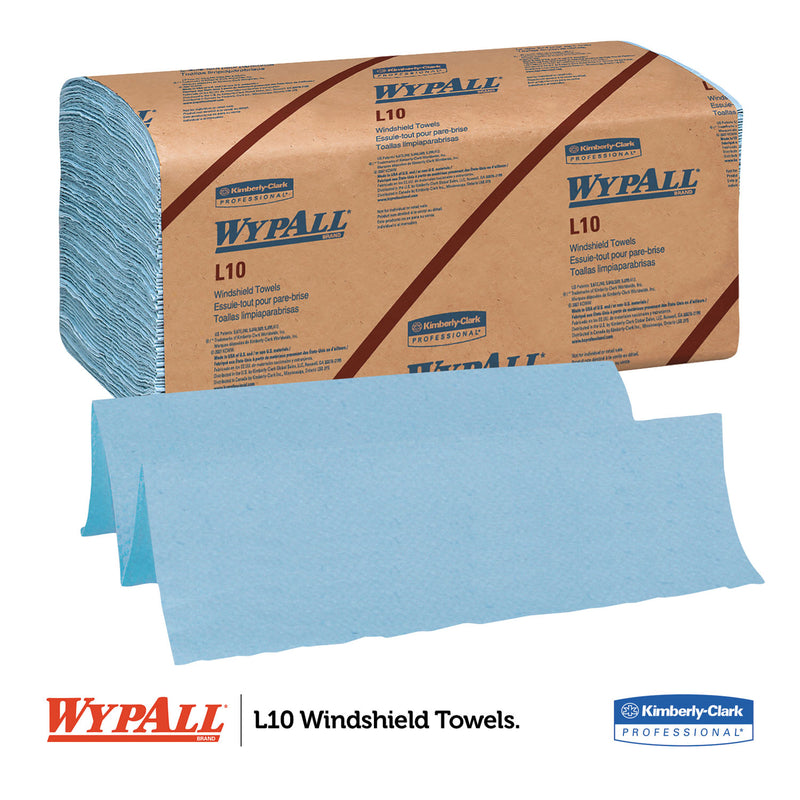Wypall L10 Windshield Towels, 1-Ply, 9 1/10 X 10 1/4, 1-Ply, 224/Pack, 10 Packs/Carton - KCC05123