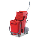 Unger Side-Press Restroom Mop Dual Bucket Combo, 8Gal, Plastic, Red - UNGCOMBR