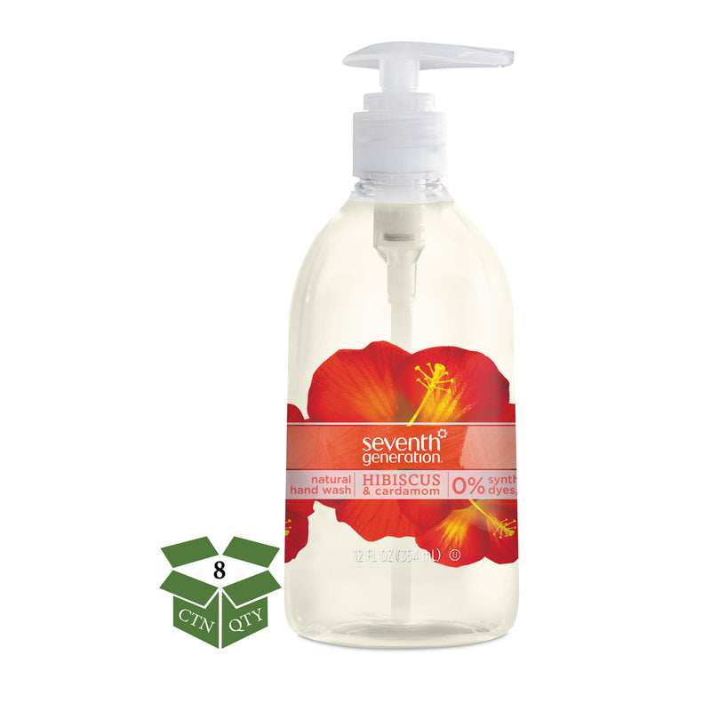 Seventh Generation Natural Hand Wash, Hibiscus & Cardamom, 12 Oz Pump Bottle, 8/Carton - SEV22945