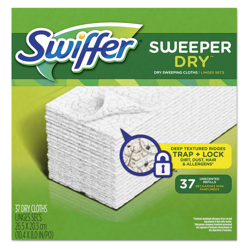 Swiffer Dry Refill Cloths, White, 10 2/5" X 8", 37/Box, 4 Box/Carton - PGC82822CT