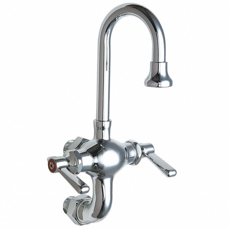 Chicago Faucets Gooseneck Service Sink Faucet, Lever Faucet Handle Type, 1.50 gpm, Chrome - 225-ABCP