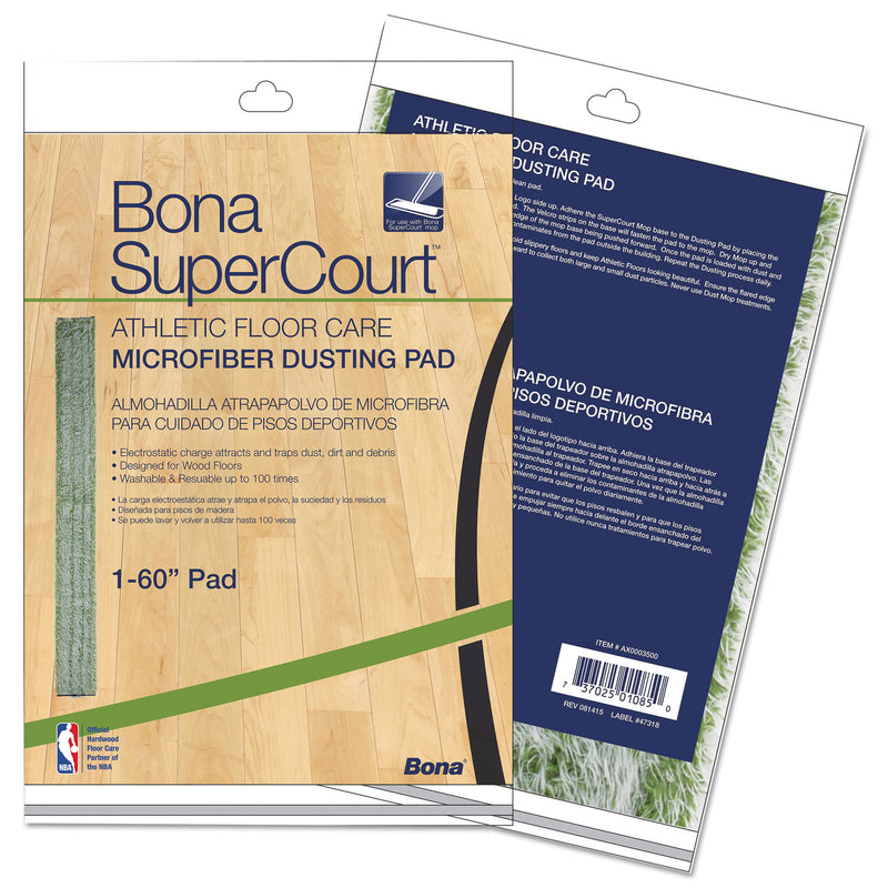 Bona Supercourt Athletic Floor Care Microfiber Dusting Pad, 60", Green - BNAAX0003500