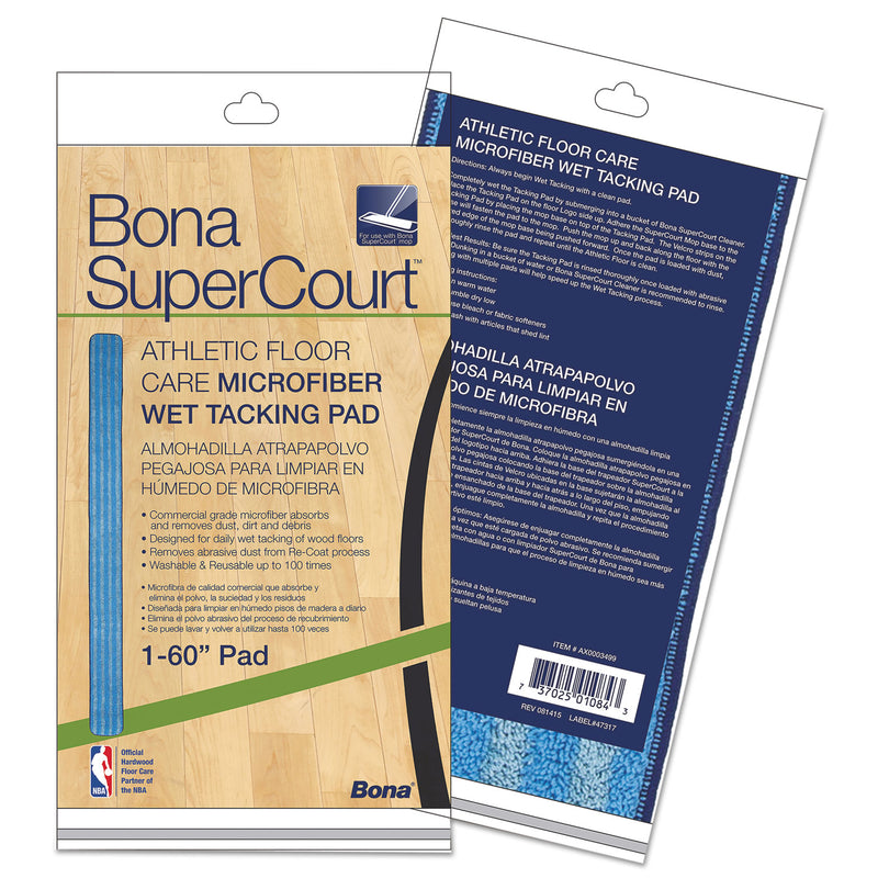 Bona Supercourt Athletic Floor Care Microfiber Wet Tacking Pad, 60", Light/Dark Blue - BNAAX0003499