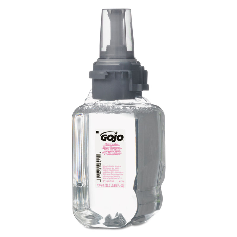 GOJO Clear & Mild Foam Handwash Refill, Fragrance-Free, 700 Ml, Clear, 4/Carton - GOJ871104