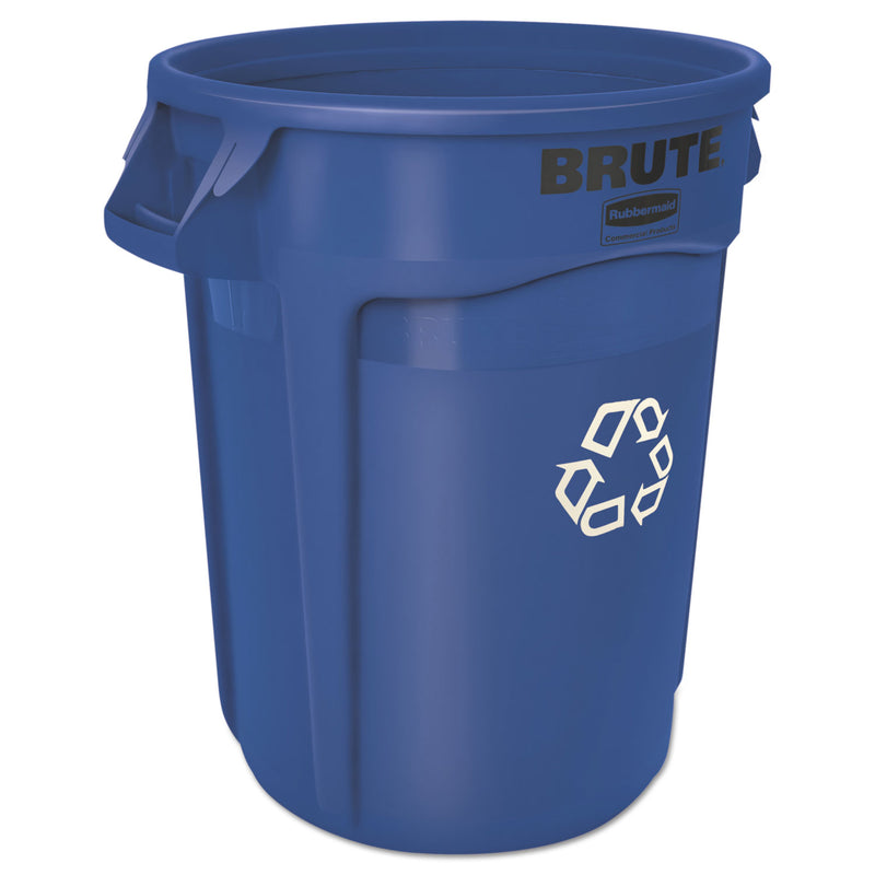 Rubbermaid Brute Recycling Container, Round, 32 Gal, Blue - RCP263273BE