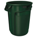 Rubbermaid Round Brute Container, Plastic, 32 Gal, Dark Green - RCP2632DGR